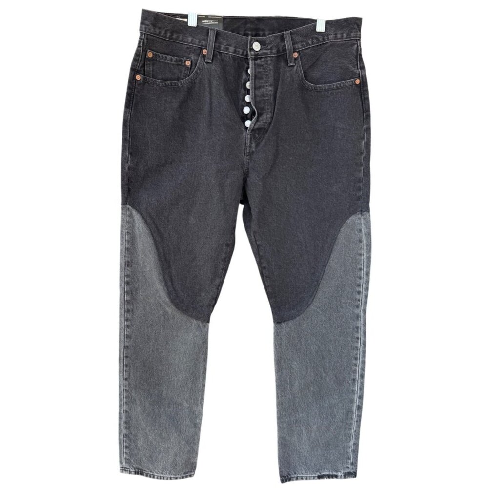 Levi's 501 Original Chaps Big E Men's 33x32 Cowboy Design Button Fly -Black/Gray